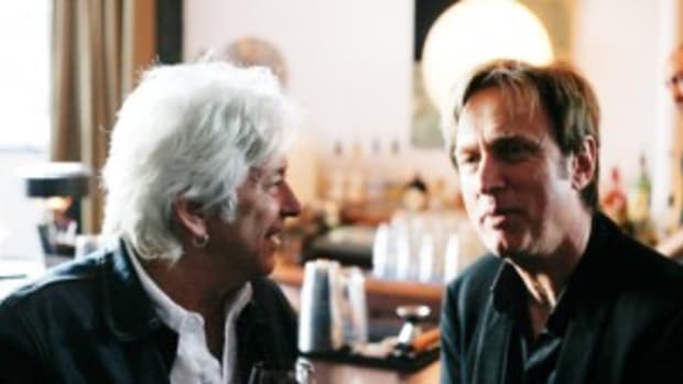 This photo of Michael Kurtz (right) with the late Ian McLagan was taken May 2014 in Los Angeles at a Record Store Day celebratory dinner. Photo by Dennie Chong from the Hawaiian record store Hungry Ear.