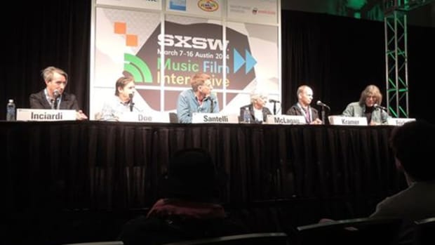 John Doe (second from left), Ian McLagan (third from right) and Wayne Kramer (second from right) talk about The Rolling Stones at South by Southwest. (Photo by Chris M. Junior)
