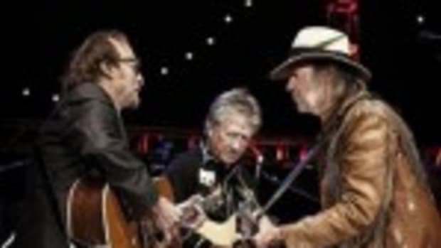From left: Buffalo Springfield's Stephen Stills, Richie Furay and Neil Young (PR Newswire/Jay Blakesberg)