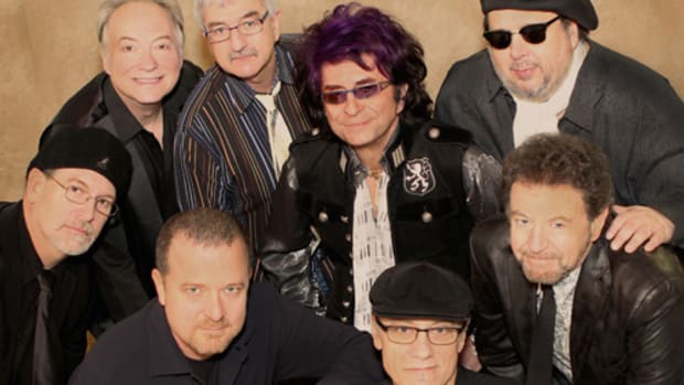 The Ides of March, top row, L to R: Larry Millas, Bob Bergland, Jim Peterik, Scott May; Bottom row, L to R: Tim Bales, Dave Stahlberg, Steve Eisen, Mike Borch.