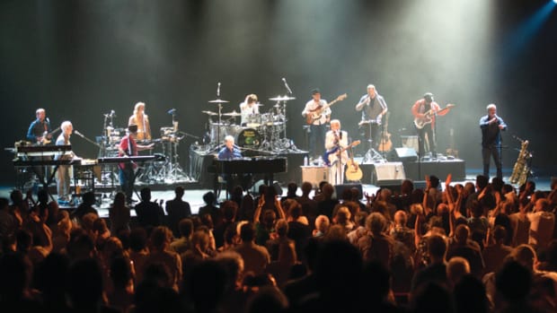Brian Wilson and his band (including Al Jardine and Blondie Chaplin) performing a celebration of “Pet Sounds’ 50th Anniversary” at Salle Wilfrid-Pelletier Hall during the Montreal Jazz Festival on July 7, 2016. Photo courtesy of FIJM publicity.