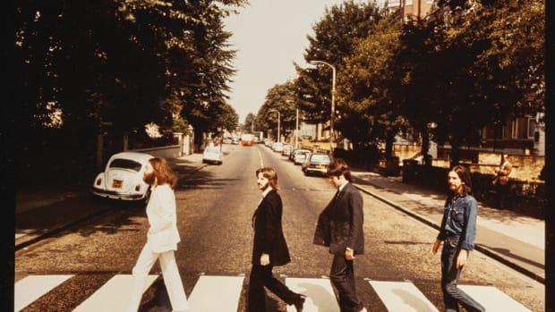 One of the six rare alternate photo outtakes of the Abbey Road cover. The set of six sold for $62,500 at auction in 2016 via Heritage Auctions. The set was originally owned by an executive at the Capitol/Apple Offices in New York City. Image courtesy of Heritage Auctions.
