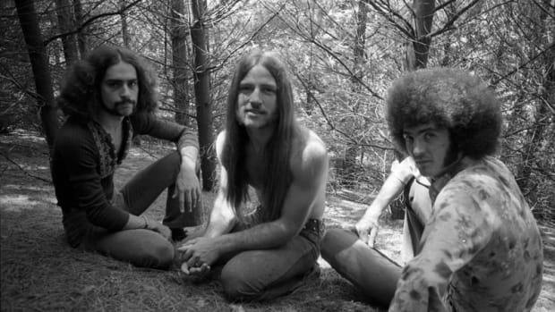 The classic trio lineup of the Grand Funk Railroad: (L-R) Mel Schacher, Mark Farner and Don Brewer. Photo by Michael Ochs Archives/Getty Images.