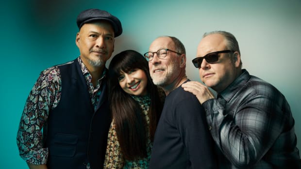  Pixies are (left to right) Joey Santiago, Paz Lenchantin, David Lovering and Black Francis. (Photo by Travis Shinn)