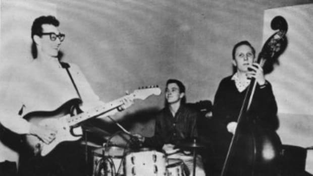 Buddy Holly and The Crickets jam in this vintage photograph from the group's heyday. Musicologist Bill Griggs recalls the group playing louder than others of the time. Photo: Universal Music Archives.