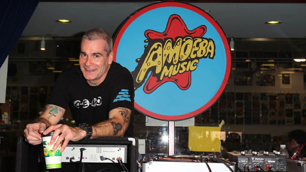  KCRW DJ Henry Rollins hosts record store day celebration at Amoeba Music on April 16, 2011 in Hollywood, California. (Photo by Joe Scarnici/WireImage)