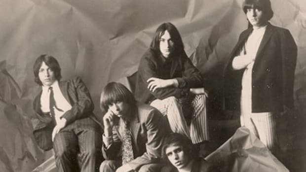 The Left Banke mid-1960s promotional photo, L to R: Michael Brown, Rick Brand, Tom Finn, Steve Martin Caro, and George Cameron seated in front