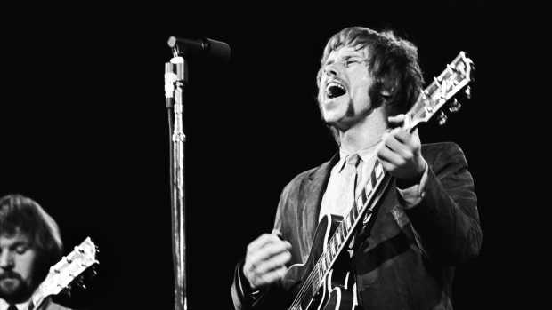 Moby Grape’s Jerry Miller with Skip Spence, performing onstage at the Monterey Pop Festival, on June 17, 1967 in Monterey, California. 