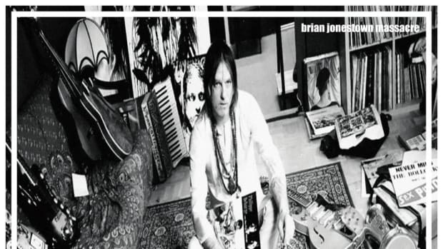 Anton Newcombe pictured on the cover sleeve of Brian Jonestown Massacre's 10-inch white vinyl offering, "Hold That Thought." 