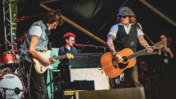 Jeff Beck and Johnny Depp performing in Helsinki, Finland, June 19th, 2022