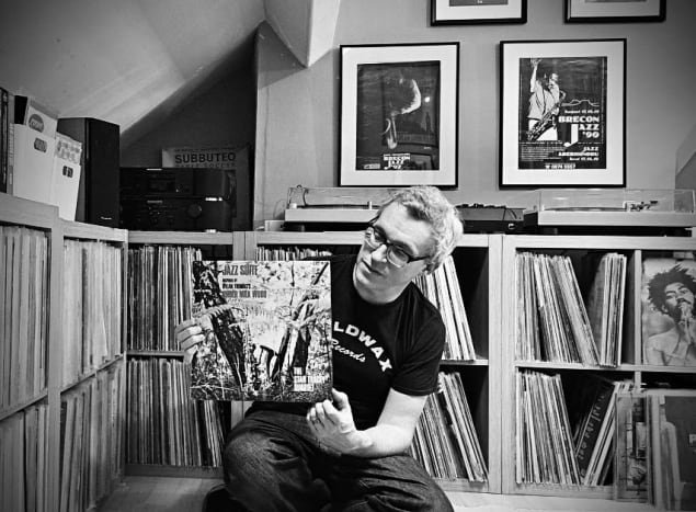   In photo: Stephen Alexander, a veteran music collector and content creator from Wales, UK, with an original issue of 'Jazz Suite' by The Stan Tracey Quartet