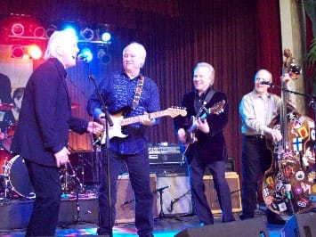 Graham Nash, The Crickets and Bobby Vee (third from the left) rock the night away in Clear Lake, Iowa, Feb. 2, 2009, at the "50 Winters Later" event honoring the 50th anniversary of the final Winter Dance Party show for Buddy Holly, Ritchie Valens and the Big Bopper, before the Feb. 3, 1959 plane crash that took their lives. (Craig Moore)