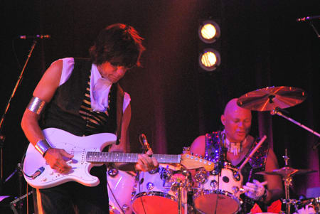 Jeff Beck (left) and Narada Michael Walden are shown performing June 5 at the Borgata in Atlantic City. (Photo by Chris M. Junior)