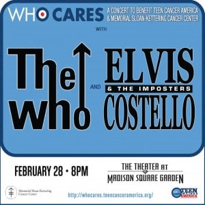 The Who and Elvis Costello and The Imposters performed a great night of music at NYC’s Theater at Madison Square Garden on February 28th in aid of Teen Cancer America and Memorial Sloan-Kettering Cancer Center.