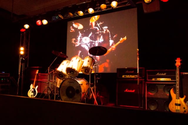 The Jam’s stage set up, which is displayed at the exhibition, is pictured here. (Photo by Dean Fardell for Nicetime Productions)