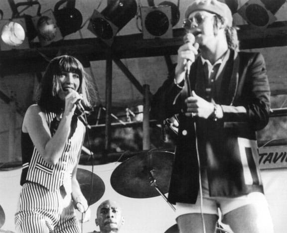 Kiki Dee performs with Elton John at Wembley Pool in 1977, a year after “Don’t Go Breaking My Heart” climbed the charts. The pair collaborated again in 1993 with “True Love,” featured on John’s “Duets” album. Photo courtesy Kiki Dee Archive.