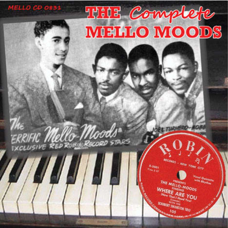 The cover of The Mello-Moods' CD release features a previously unpublished 1952 photo of the group: (from left) Raymond Wooten, Jim Bethea, Bobby Williams, and Monte Owens.