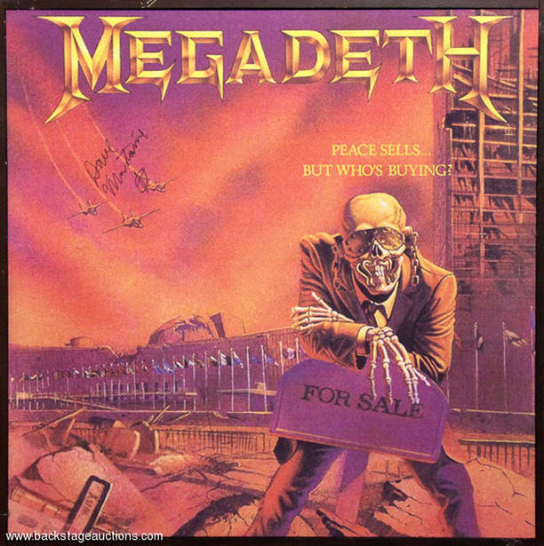 Megadeth autographed acoustic panel for Peace Sells ... But Who's Buying