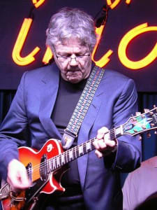 Steve Miller was among the surprise guests who honored Les Paul during the early show Sept. 10 at the Iridium in New York. (Photo by Chris M. Junior)