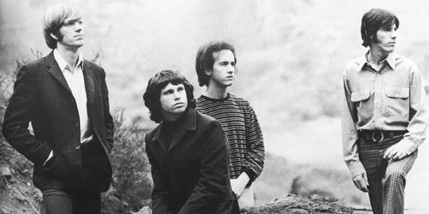Being in a band with Jim Morrison wasn’t easy, to say the least. Drummer John Densmore (upper left) recalls getting so fed up during sessions for ‘Waiting For the Sun’ that he threw his drumsticks in the air and quit. But the lure of the music was too great to resist; Densmore returned the next day. Bobby Klein photo.