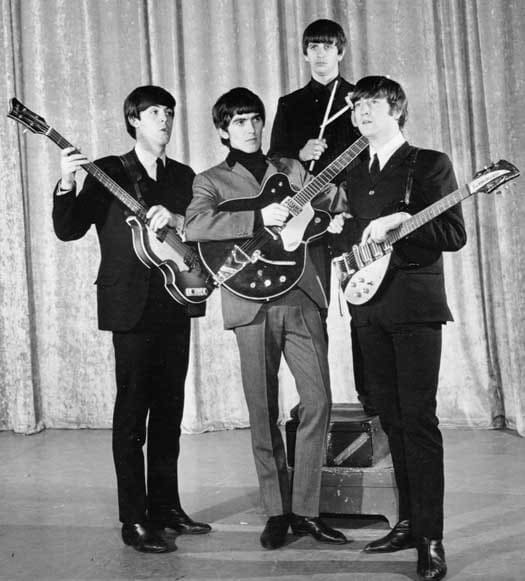 MOP-TOP HAIRSTYLES at their height of popularity: The Beatles appear on ‘The Ed Sullivan Show’ in 1964. Photo courtesy Universal Music Group/Copyright CBS Photography 1964