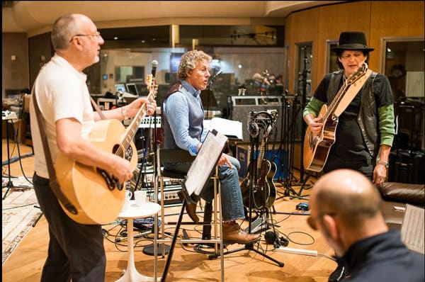 Pete Towshend and Roger Daltrey at the rehearsal studio with their musical director, Frank Simes. Photo courtesy of Frank Simes.