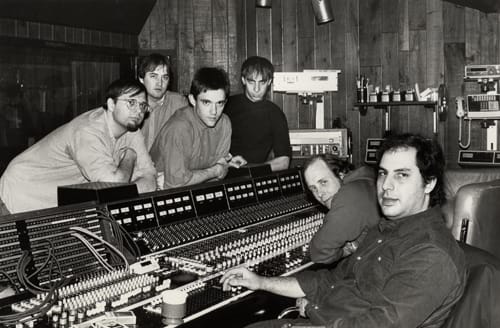 For 1983's ‘Beauty and Sadness’ sessions at The Record Plant, The Smithereens (from left) Dennis Diken, Jim Babjak, Mike Mesaros and PatDiNizio recruited engineer Jim Ball (rear right), who had worked on albums with John Lennon, The Go-Go’s, and producer Alan Betrock (front right), who had worked on early efforts by Blondie and Marshall Crenshaw.