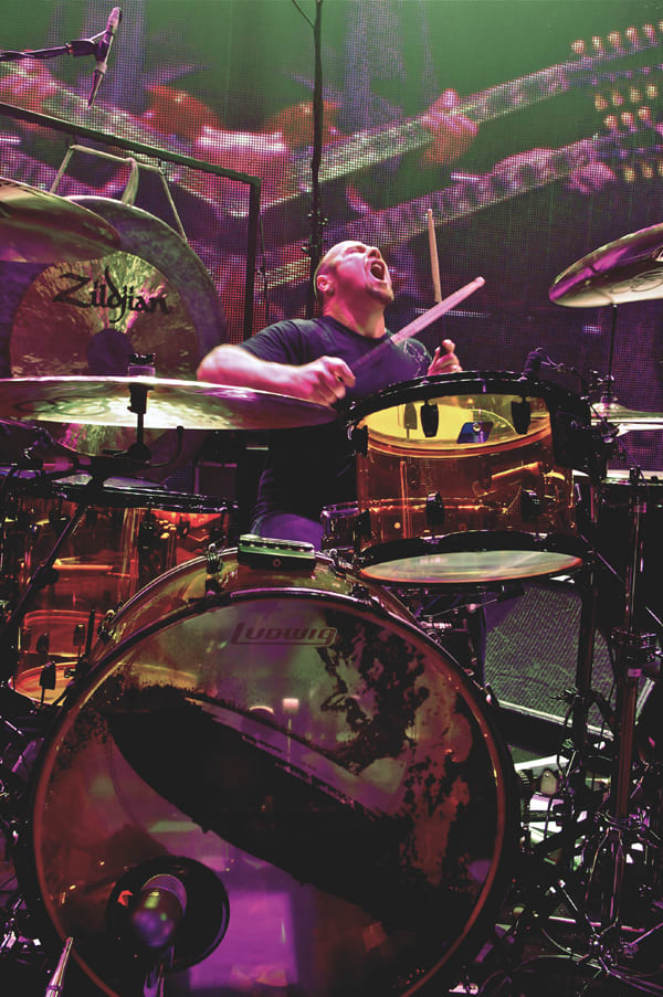 DRUMMER JASON BONHAM, shown here drumming during the Led Zeppelin O2 Arena concert in Britain in 2007, will share the legacy of Led Zeppelin with a new generation. The 30-date “Jason Bonham’s Led-Zeppelin Experience” concert series will commemorate the 30th anniversary of the death of his father, Led Zeppelin drummer John Bonham. Photo courtesy Jason Bonham/Ross Halfin