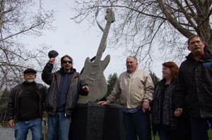A statute honoring Kurt Cobain was unveiled April 5, 2011, in Aberdeen, Wash. Photo by Gillian G. Gaar.