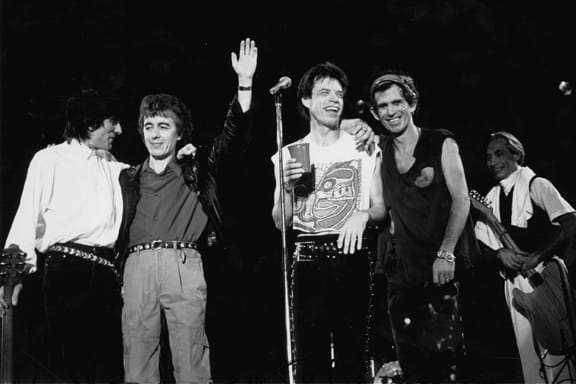 Rolling Stones Mick Jagger, Ron Wood, Keith Richards, Bill Wyman, Charlie Watts