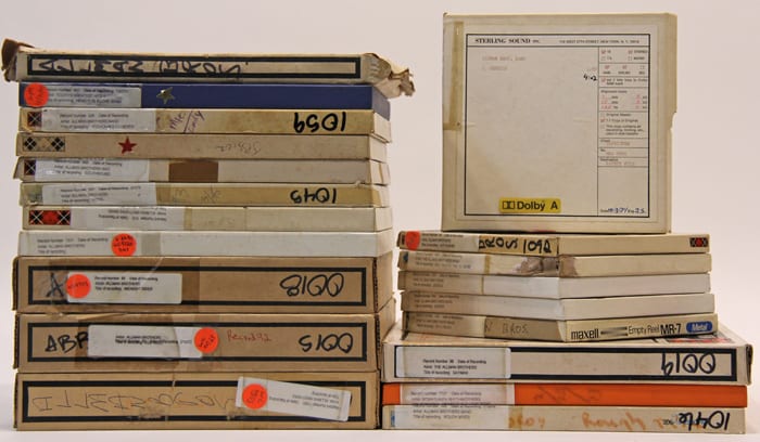 Over 130 recordings of Allman Brothers Band-related material, including the treasured Hour Glass demos, are featured in Backstage Auctions' Southern Rock & Soul Auction. Image courtesy of Backstage Auctions.