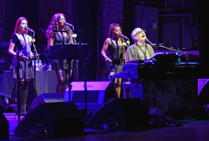 Steely Dan's Donald Fagen with (background from left) Carolyn Leonhart-Escoffery, La Tanya Hall and Catherine Russell. (Photo by Chris M. Junior)