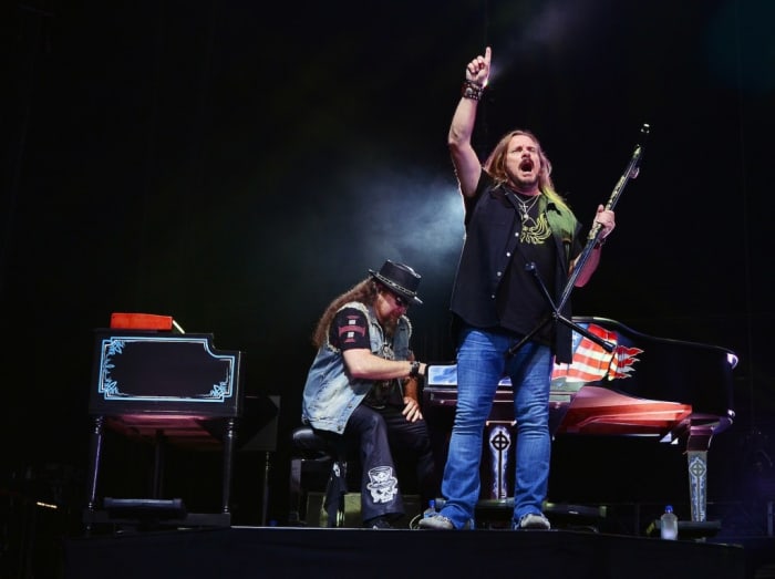 Lynyrd Skynyrd singer Johnny Van Zant works the crowd July 17 in Camden. (Photo by Chris M. Junior)