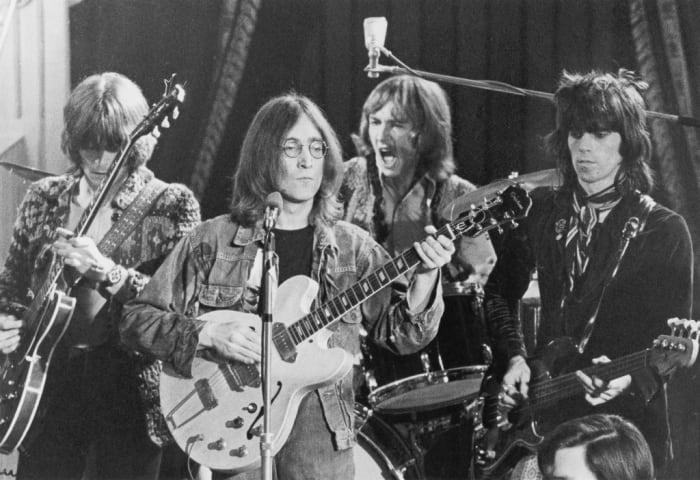 Dirty Mac John Lennon Eric Clapton Keith Richards Mitch Mitchell Rock and Roll Circus