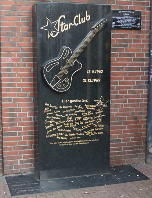 This marker acknowledges the site of the original Star-Club in Hamburg, Germany. The Beatles performed three separate residencies at the venue in 1962. Photo by Chris M. Junior