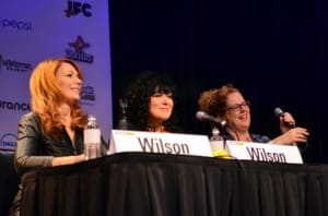 From left to right: Nancy Wilson, Ann Wilson and Ann Powers talk about Heart's career Thursday afternoon during South by Southwest. (Photo by Chris M. Junior)