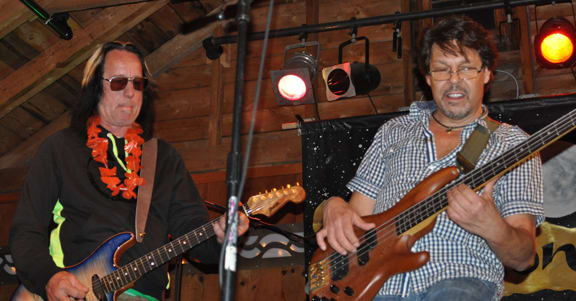 Todd Rundgren james with Kasim Sulton at Todd Rundgren's Musical Revival camp held July 2012 in Big Indian, N.Y. Alisa Cherry photo.