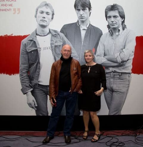The Jam’s drummer, Rick Buckler, and exhibition co-curator Nicky Weller at the opening of the Liverpool exhibition last month. (Photo by Dean Fardell for Nicetime Productions)