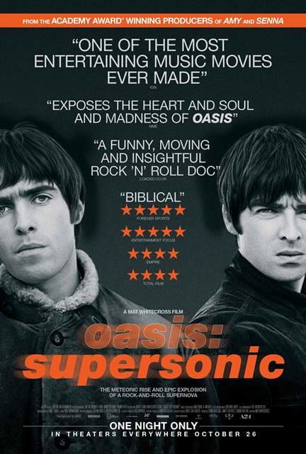 Supersonic, the terrific new documentary about the peak years of Oasis, will be released to theaters in the United States as a one-night-only event on Wednesday, October 26th.