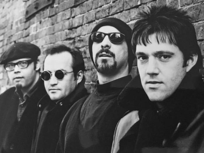The Smithereens’ original lineup (L-R): Dennis Diken, Jim Babjak, Pat DiNizio and Mike Mesaros. Photo: Jim Babjak Archives.