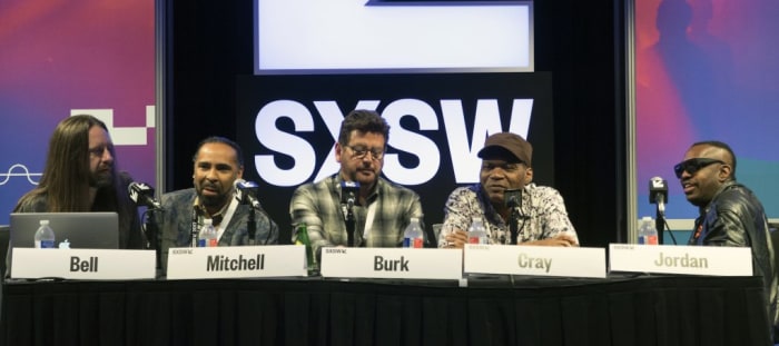 Left to right: Producer Chris Bell, Lawrence "Boo" Mitchell, Concord Music Group president John Burk, Robert Cray and Steve Jordan. (Photo by Chris M. Junior)