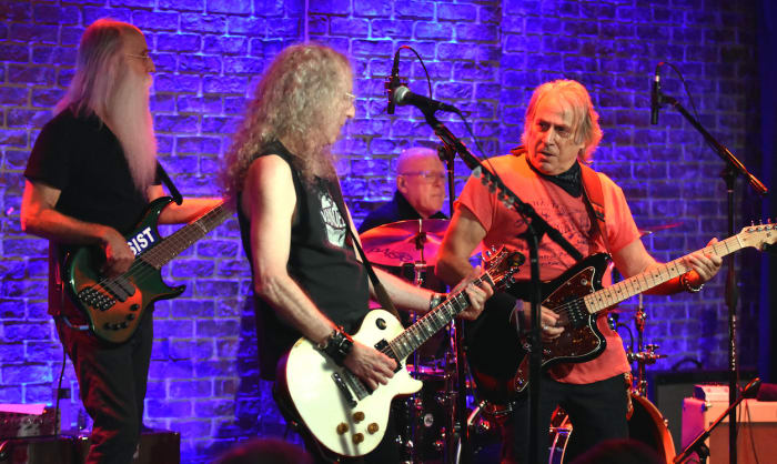 Left to right: Leland Sklar, Waddy Wachtel, Russ Kunkel and Danny Kortchmar of The Immediate Family perform Oct. 25 at The Iridium in New York. (Photo by Chris M. Junior)