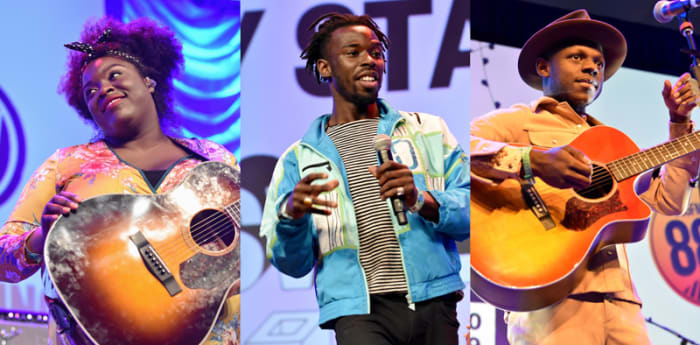 Yola, Eric Burton and J.S. Ondara (left to right) on the Radio Day Stage. (Photos by Chris M. Junior)