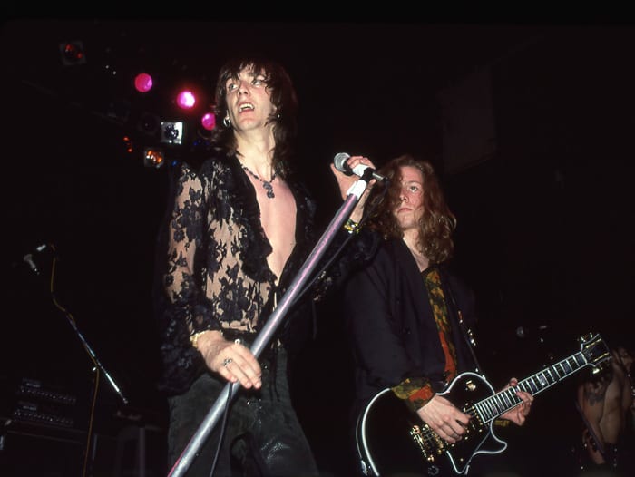 CROWE MEMORIES: The Robinson brothers during a better Black Crowes bonding period. Chris and Rich at The Chance in Poughkeepsie, N.Y. in May 1990. Photo by Frank White.