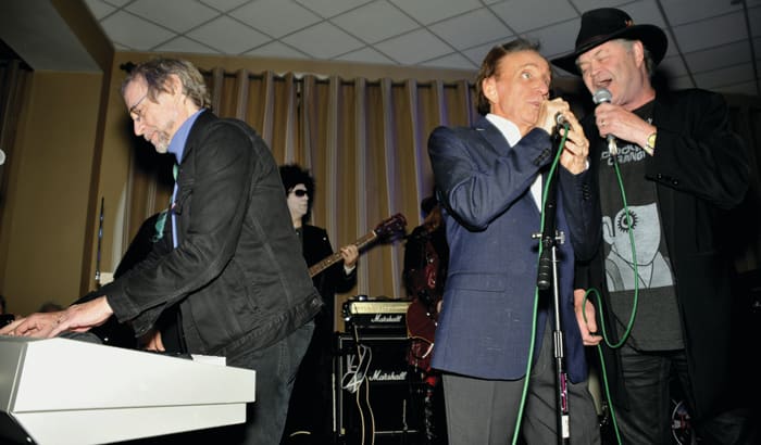 A Good Times rehearsal: Songwriter Bobby Hart singing between Peter Tork and Micky Dolenz at Chiller Theatre Expo in Parsippany, N.J., on April 23, 2016. (Photo by Frank White)