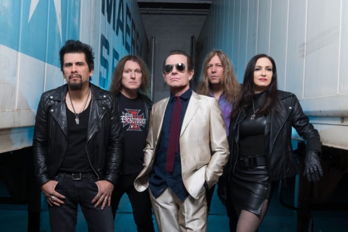 Graham Bonnet Band 2018: Mark Benquechea (drums), Jimmy Waldo (keys), Graham Bonnet, Kurt James (guitars) and Beth-Ami Heavenstone (bass). Publicity photo courtesy of Frontiers.