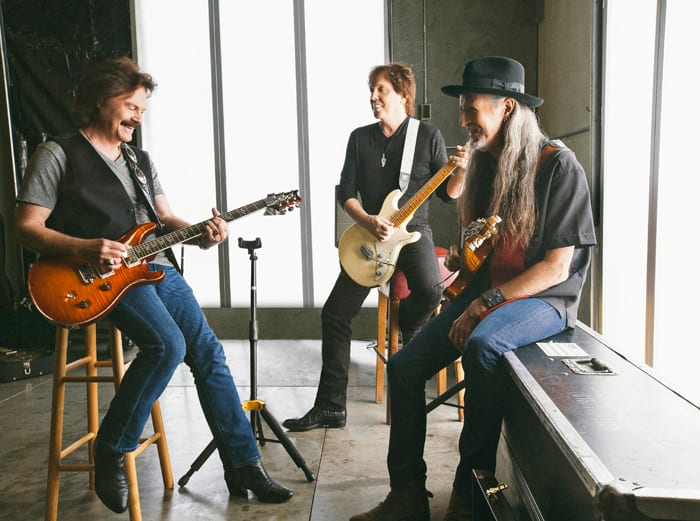 Doobies (left to right): Tom Johnston, John McFee and Patrick Simmons are always ready to jam, record and tour. Photo by Jim Shea.