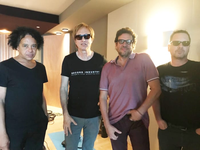 Memories from 2017: In the mastering studio with (L-R) Voidoids’ guitarist Ivan Julian, Record Store Day’s Michael Kurtz, Richard Hell and RSD organizer Rick Johnson. Photo courtesy of Michael Kurtz/RSD.
