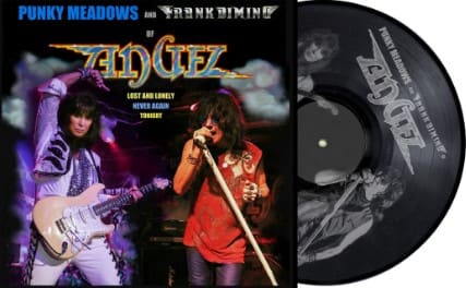 Black vinyl with etched image and official Angel logo, designed by Bob Petrick (which reads the same upside down)..