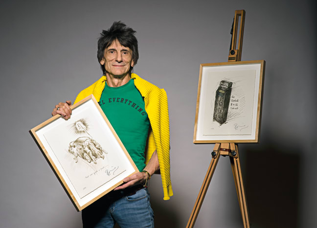 Ron Wood with illustrations from his diary-converted-to-book, “How Can It Be? A Rock & Roll Diary. Photo provided by Genesis Publications.